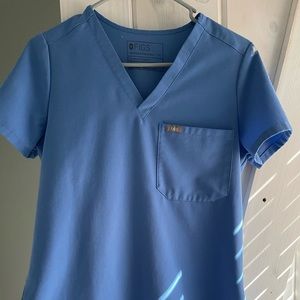 Figs XS ceil blue one pocket scrub top